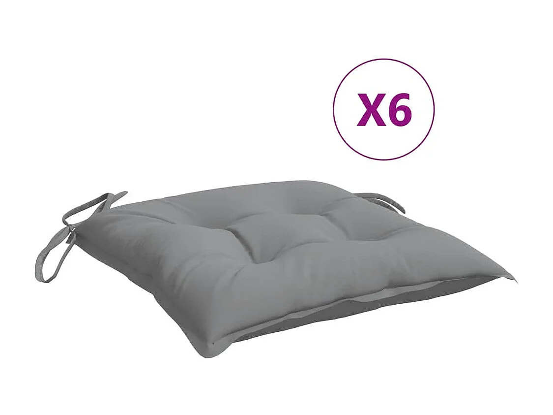 Coussins de chaise lot de 6 gris 50x50x7 cm tissu oxford FR259237