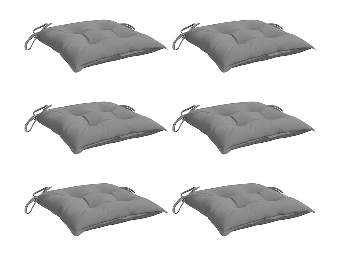 Coussins de chaise lot de 6 gris 50x50x7 cm tissu oxford FR259237