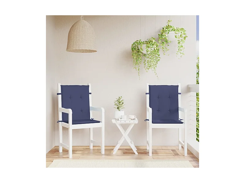 Coussins de chaise à dossier bas lot de 2 bleu marine tissu FR784993