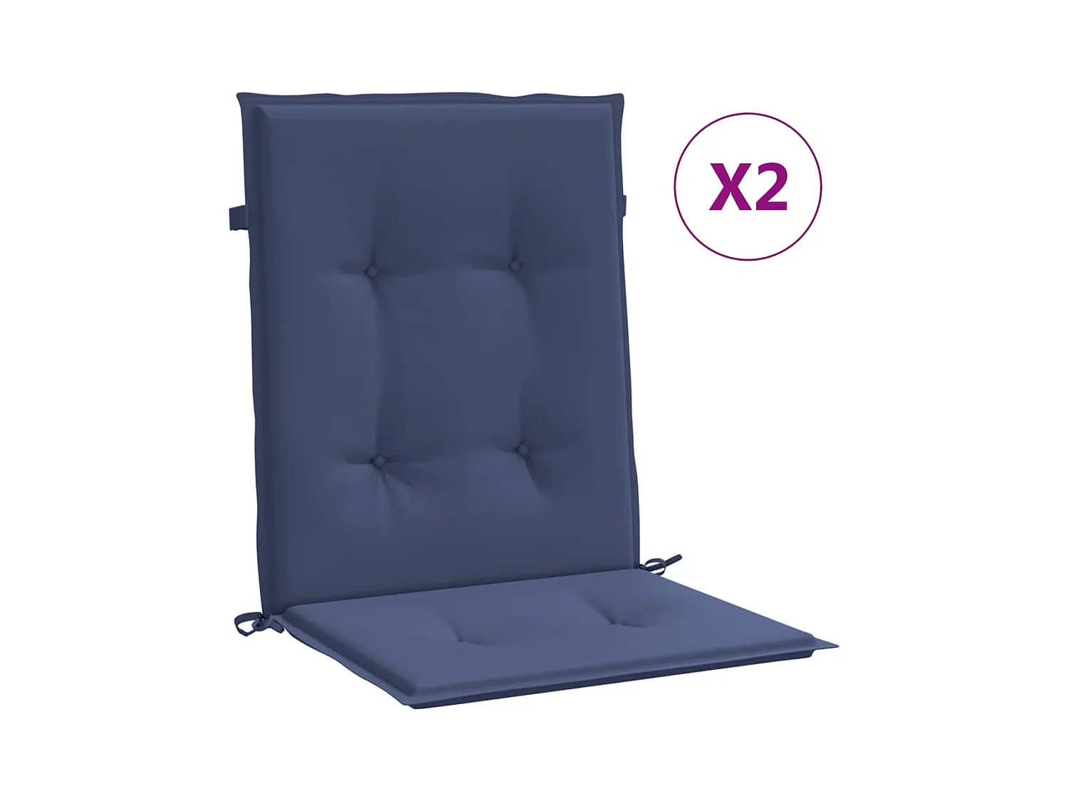 Coussins de chaise à dossier bas lot de 2 bleu marine tissu FR784993