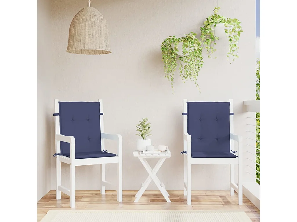 Stoelkussens 2 st lage rug stof marineblauw BE769308