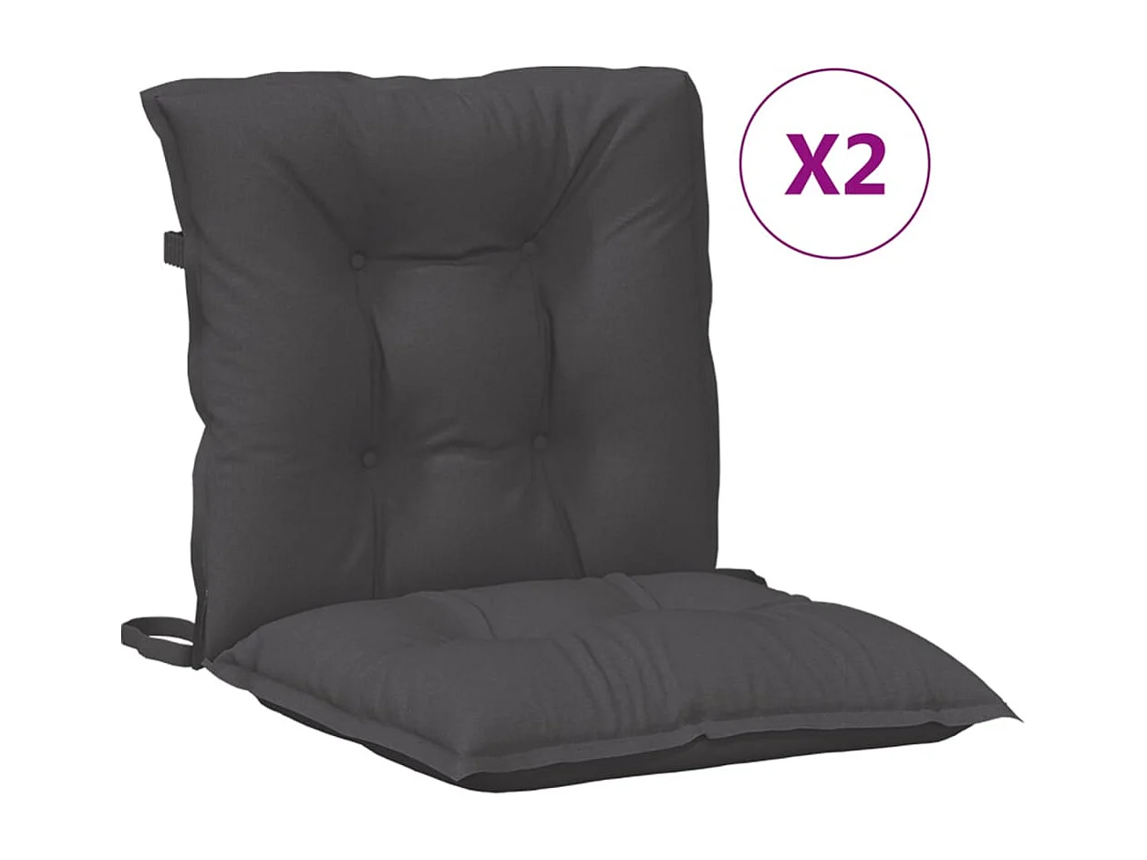 Stoelkussens 2 st lage rug 100x50x7 cm stof gemêleerd antraciet BE787595