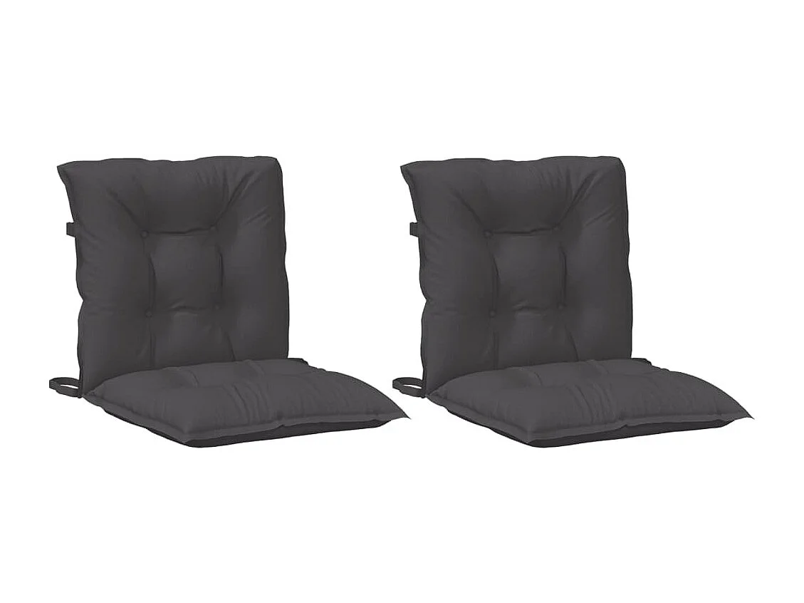 Stoelkussens 2 st lage rug 100x50x7 cm stof gemêleerd antraciet BE787595