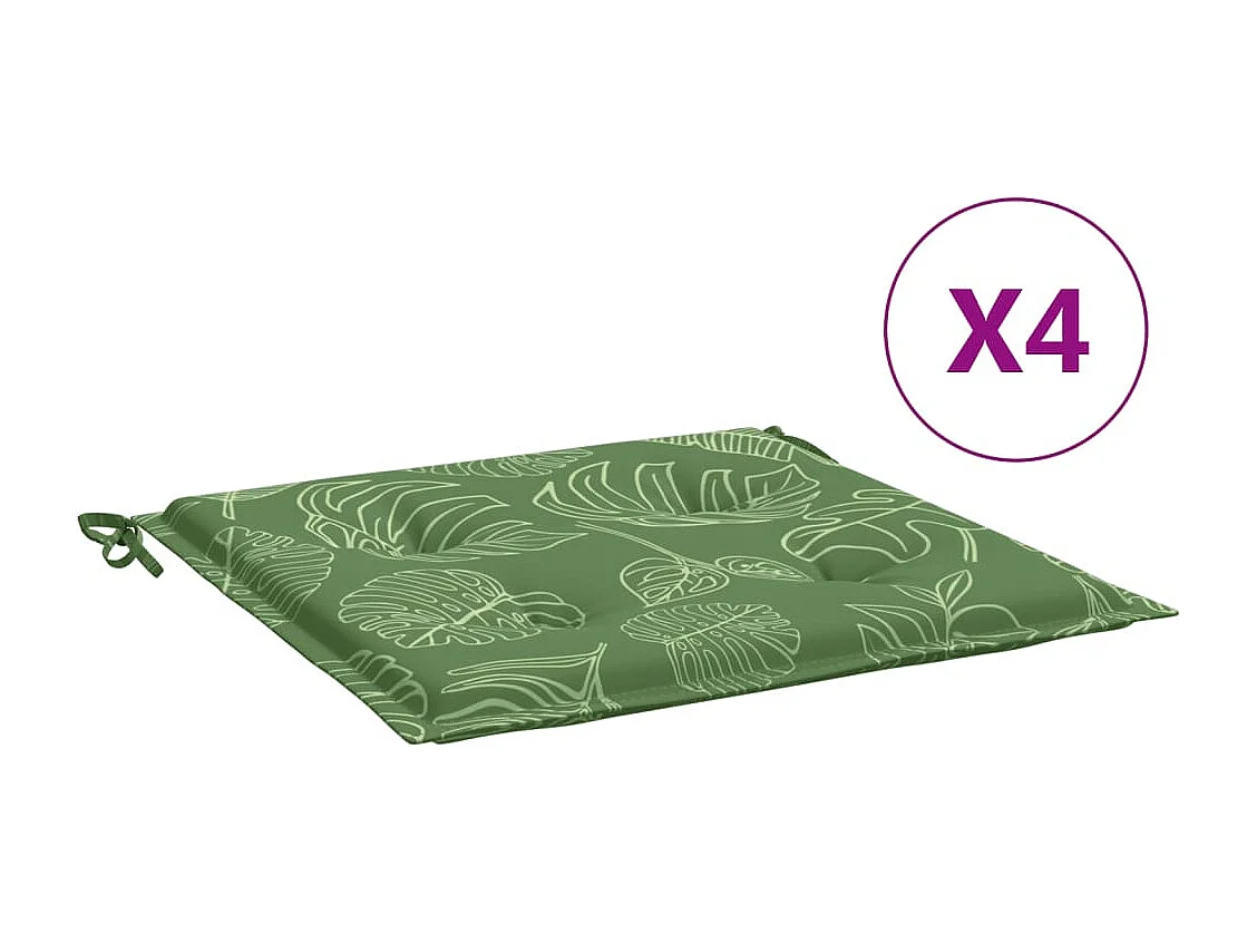 Coussins de chaise lot de 4 motif de feuilles 40x40x3 cm tissu FR577326