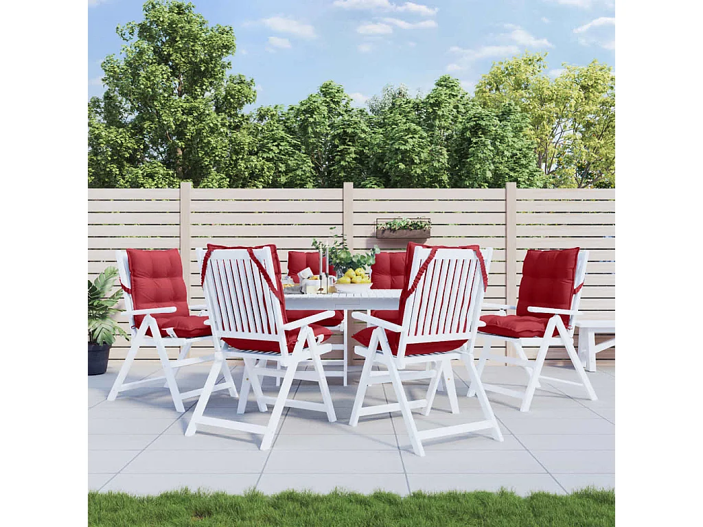 Stoelkussens 6 st lage rug oxford stof wijnrood BE596485