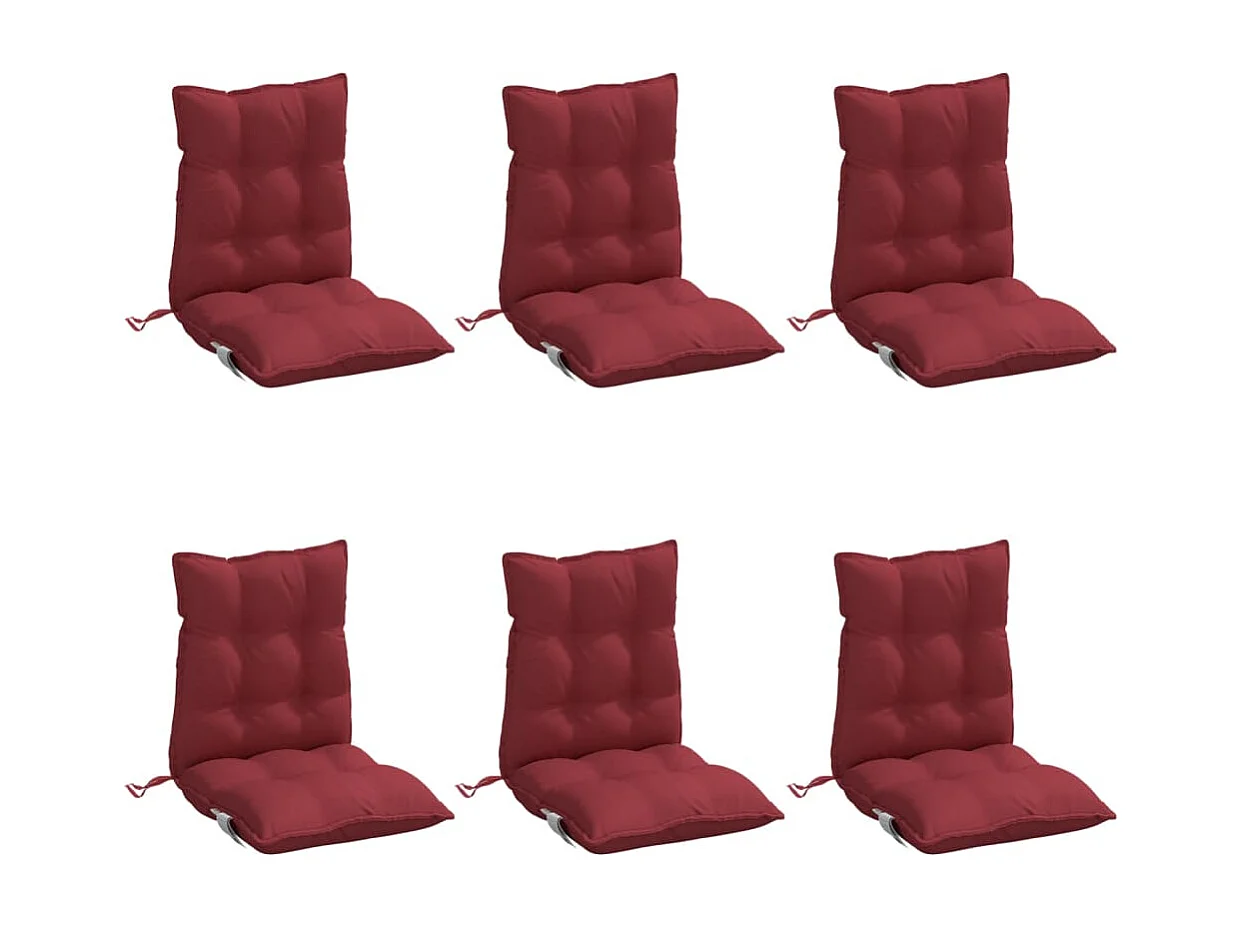 Stoelkussens 6 st lage rug oxford stof wijnrood BE596485