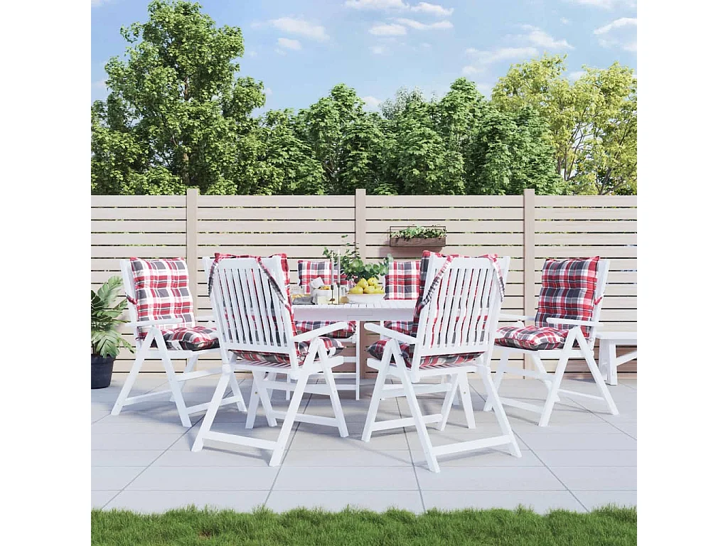 Coussins de chaise à dossier bas lot de 6 motif carreaux rouge FR796218