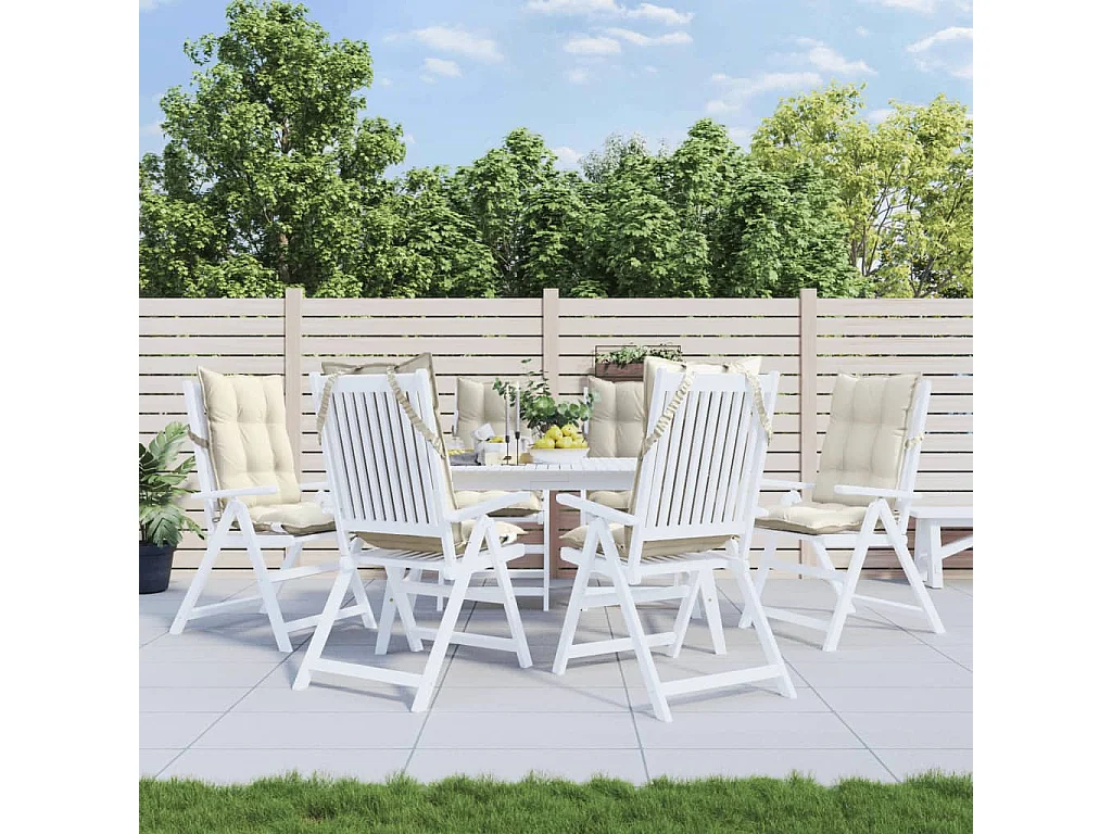 Coussins de chaise à dossier haut lot de 6 crème tissu oxford FR923670