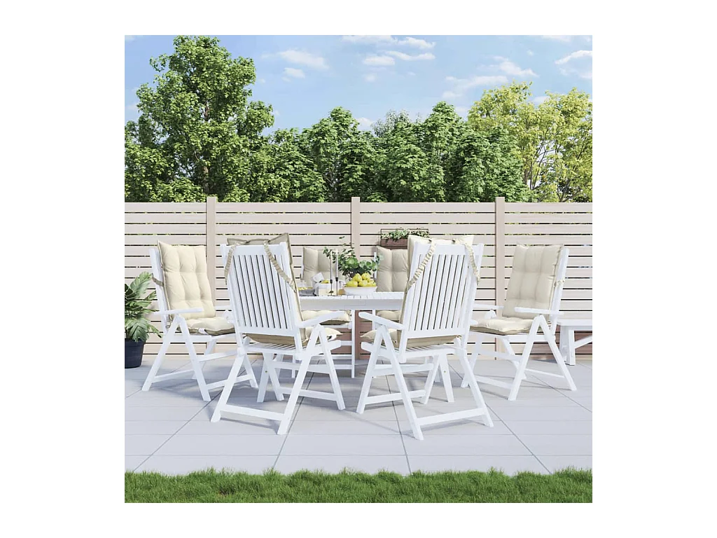 Coussins de chaise à dossier haut lot de 6 crème tissu oxford FR923670