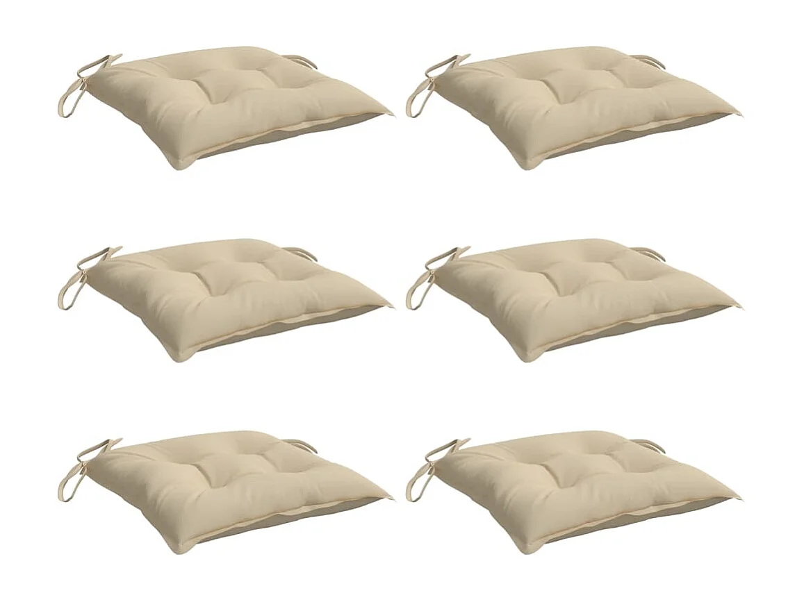 Coussins de chaise lot de 6 beige 40x40x7 cm tissu oxford FR878349
