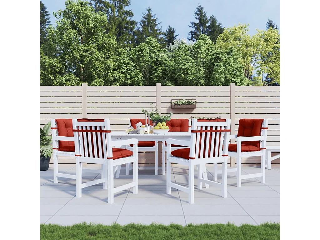 Coussins de chaise à dossier bas lot de 6 rouge mélangé tissu FR946074