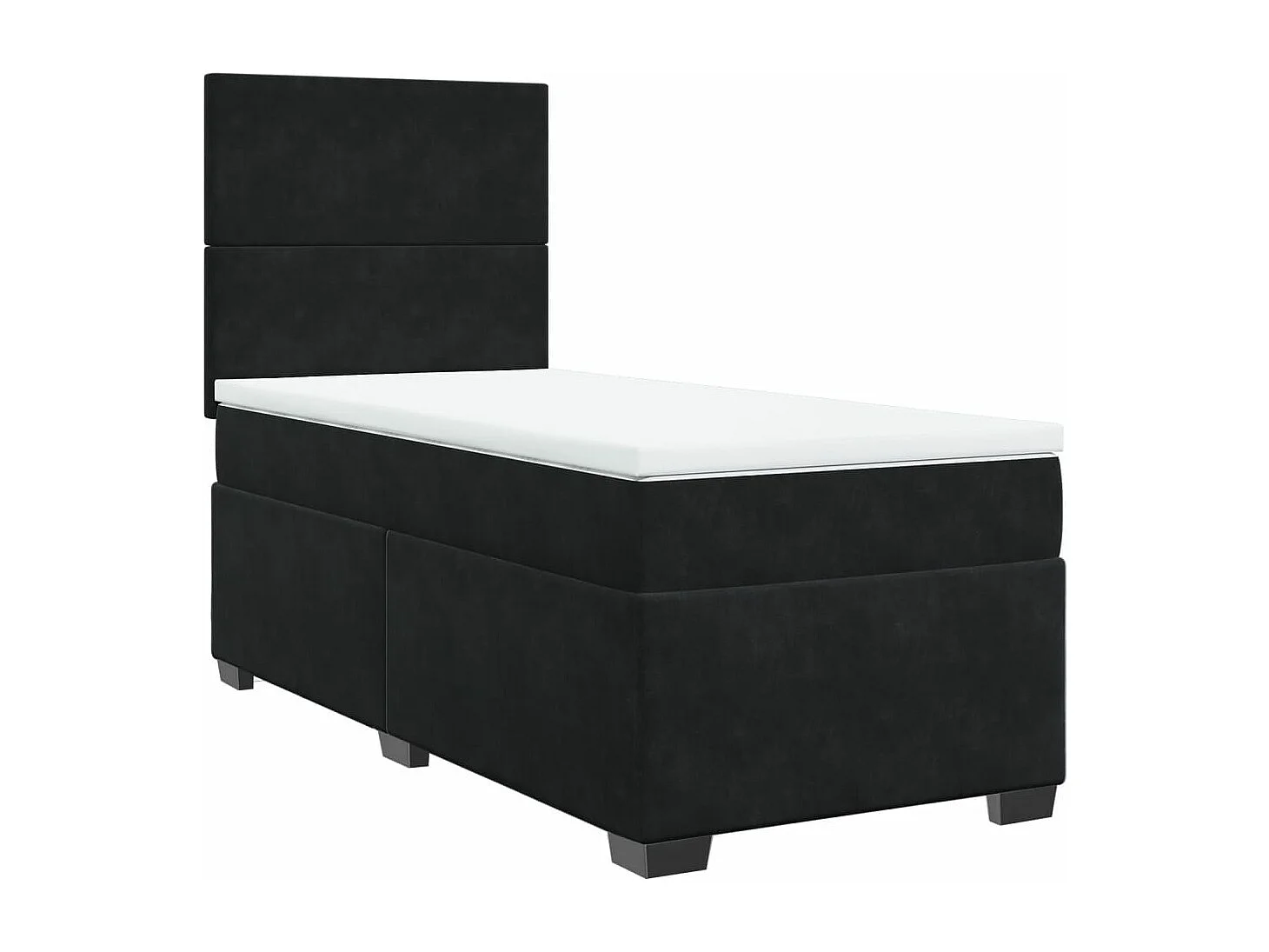 Cama box spring con colchón terciopelo negro 80x200 cm ES765834