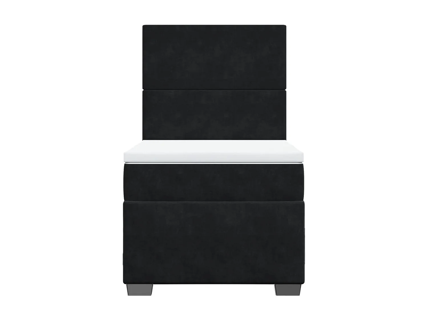 Cama box spring con colchón terciopelo negro 80x200 cm ES765834