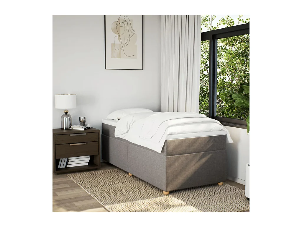 Ensemble complet boxspring + matelas Taupe 100x200 cm Tissu FR18711