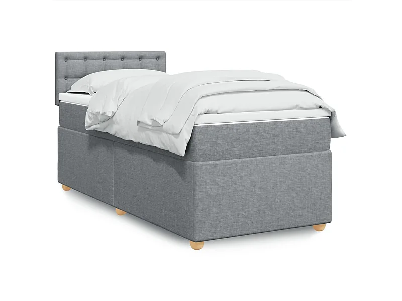 Cama box spring - 90x190 cm com molas/colchão tecido cinzento-claro PT760184