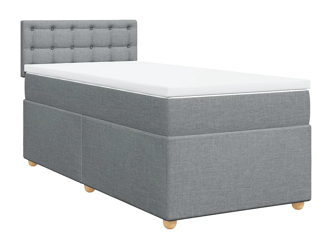 Cama box spring - 90x190 cm com molas/colchão tecido cinzento-claro PT760184