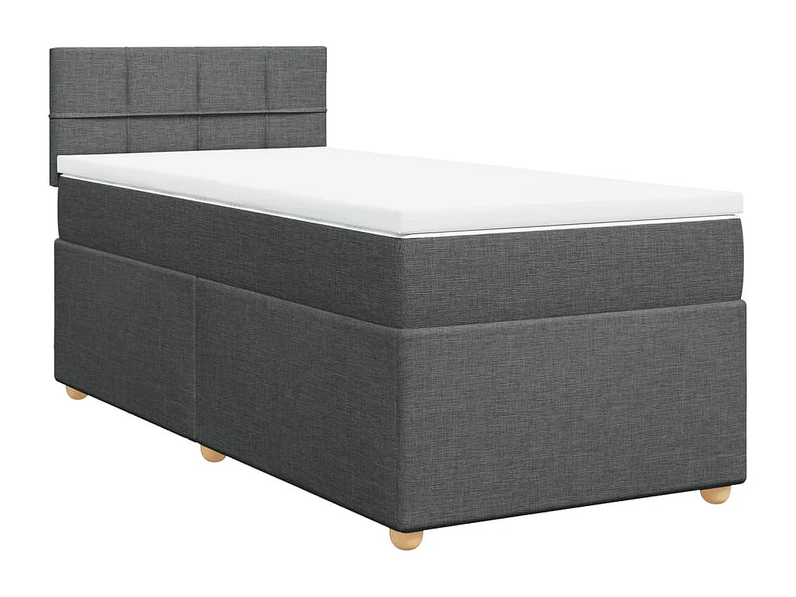 Cama box spring - 90x190 cm com molas/colchão tecido cinza-escuro PT153627