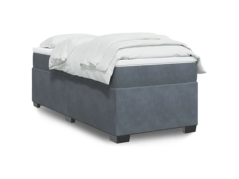 Sommier à lattes de lit et matelas Gris foncé 90x190 cm Velours FR13106