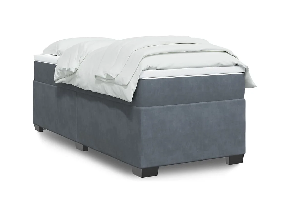 Sommier à lattes de lit et matelas Gris foncé 90x190 cm Velours FR13106