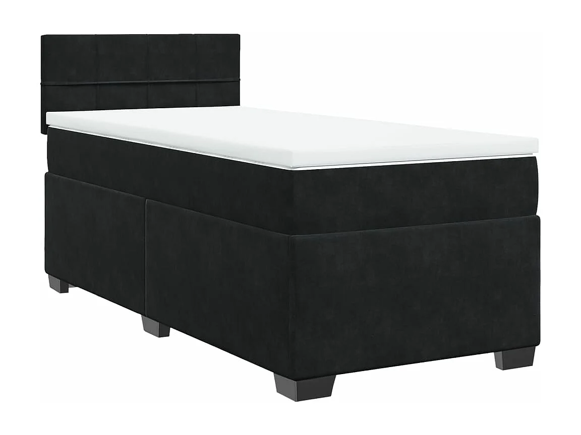 Cama box spring con colchón terciopelo negro 80x200 cm ES902779