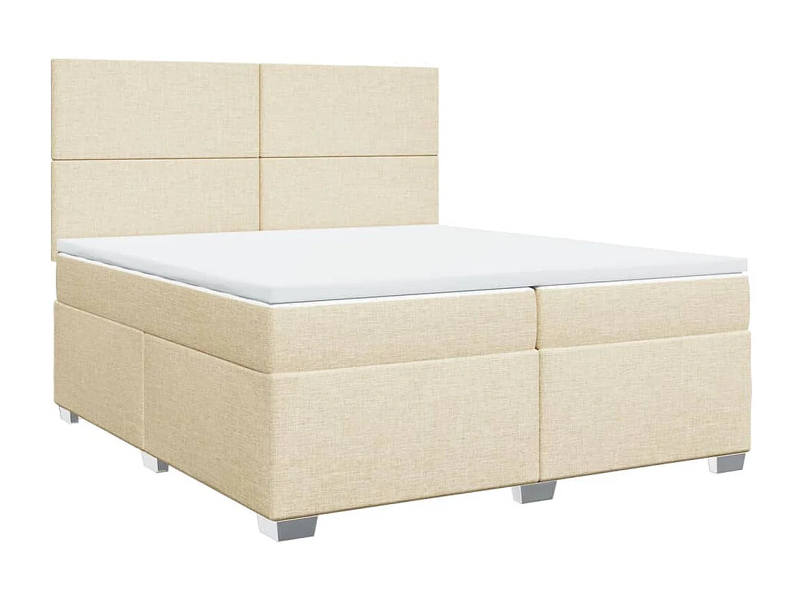 Cama box spring con colchón tela color crema 200x200 cm ES413020