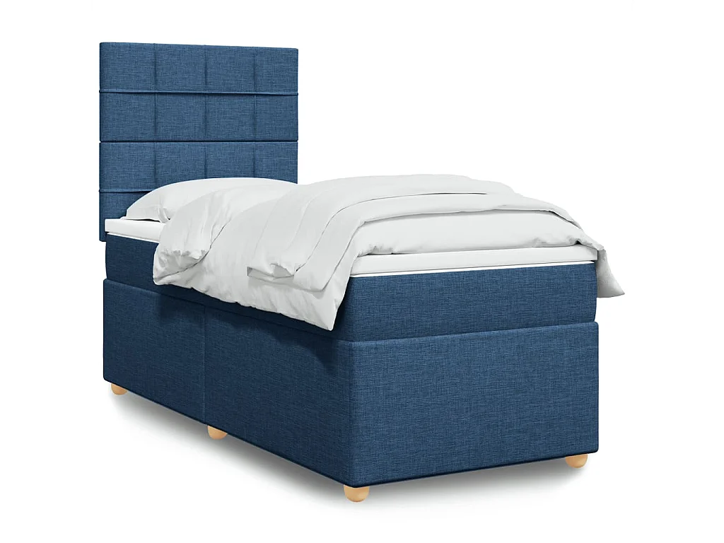 Ensemble complet boxspring + matelas Bleu 100x200 cm Tissu FR15350