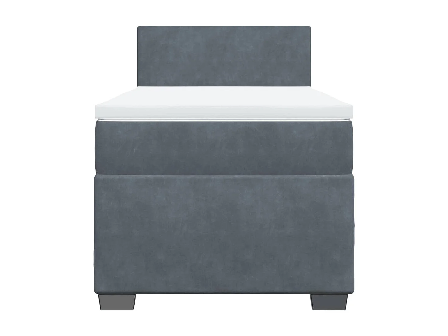 Cama box spring con colchón terciopelo gris oscuro 80x200 cm ES788869