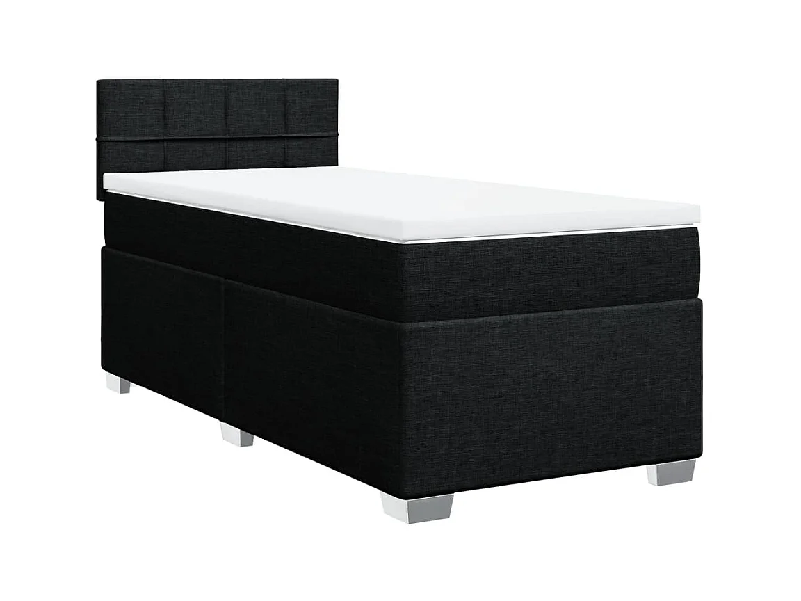 Cama box spring - 80x200 cm com molas/colchão tecido preto PT666996