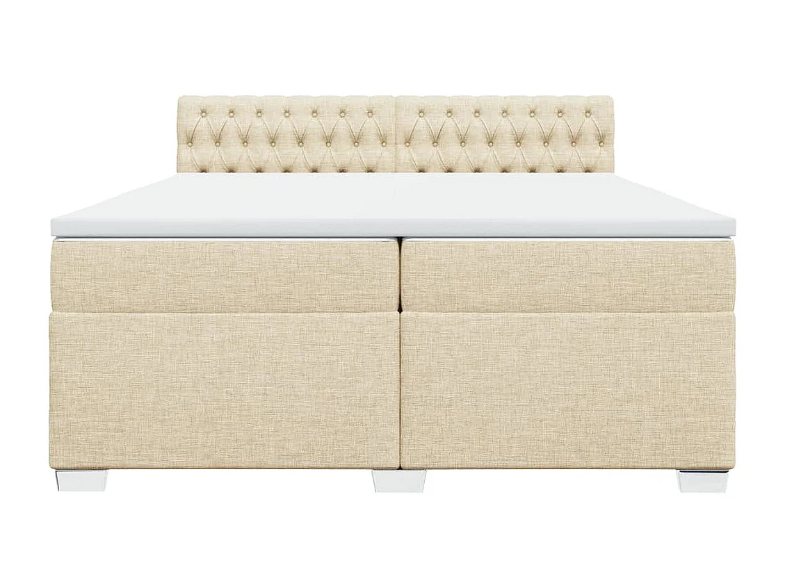 Cama box spring con colchón tela color crema 200x200 cm ES116663