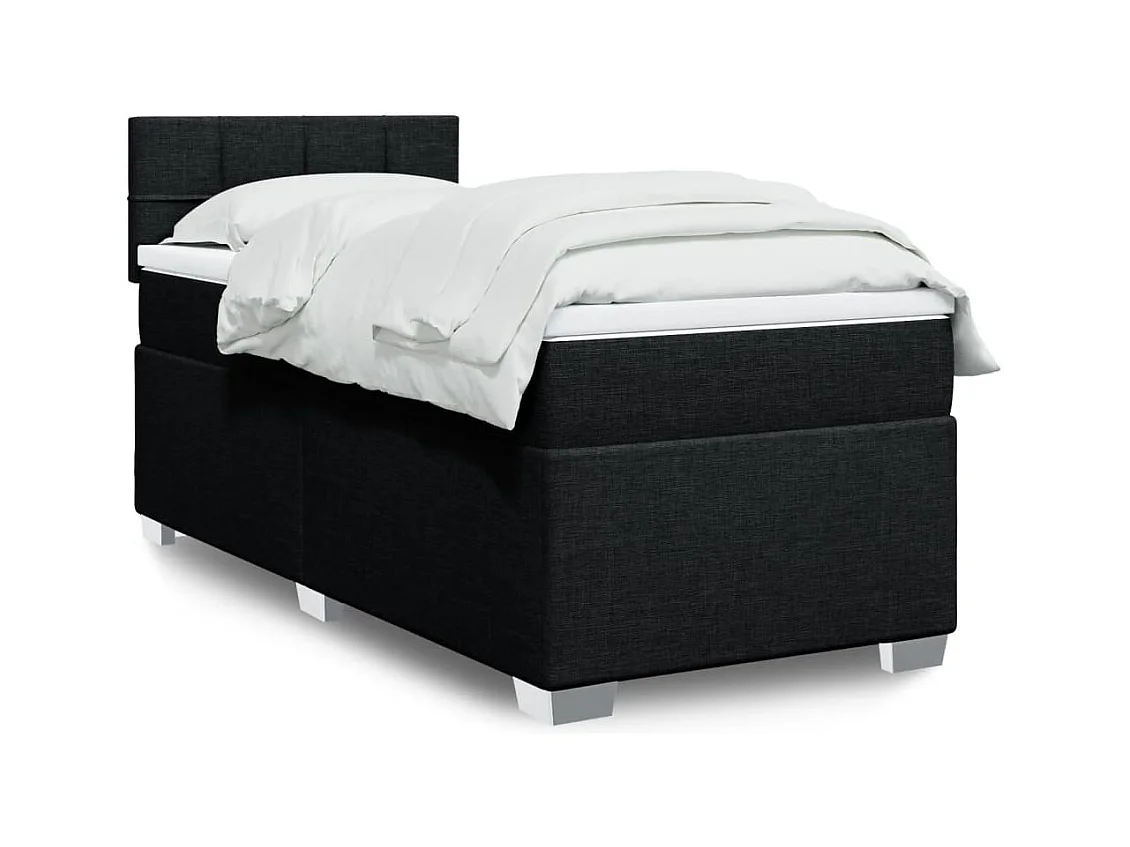 Cama box spring - 80x200 cm com molas/colchão tecido preto PT204862
