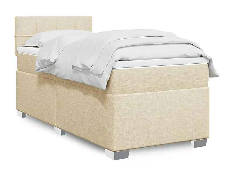 Ensemble complet boxspring + matelas Crème 100x200 cm Tissu FR85247
