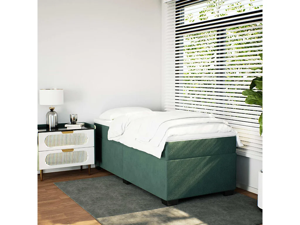 Ensemble complet boxspring + matelas Vert foncé 90x190 cm FR77034