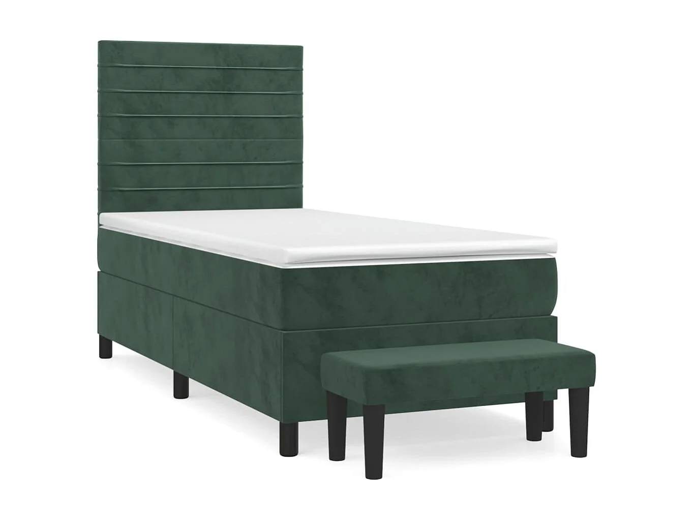 Cama box spring - 90x190 cm com molas/colchão veludo verde-escuro PT943556
