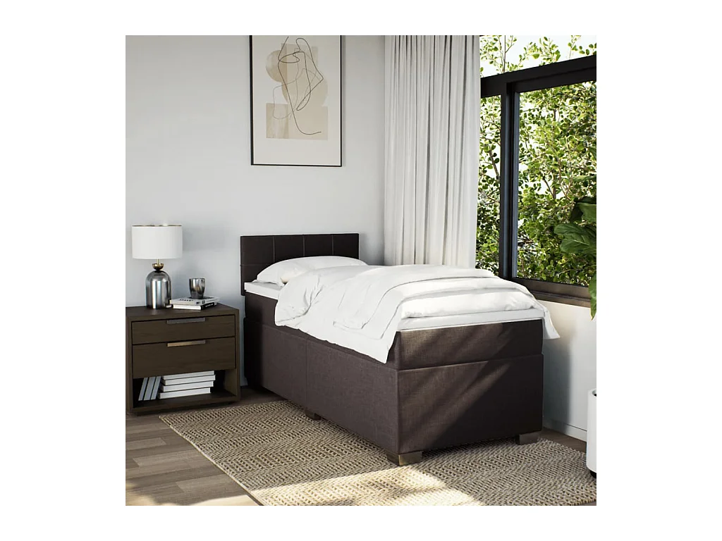 Boxspring met matras stof donkerbruin 80x200 cm BE912767