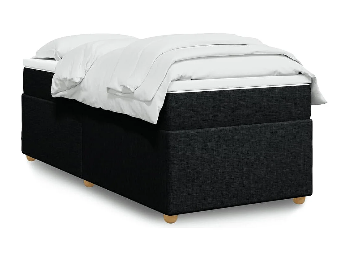 Cama box spring con colchón tela negro 80x200 cm ES741025