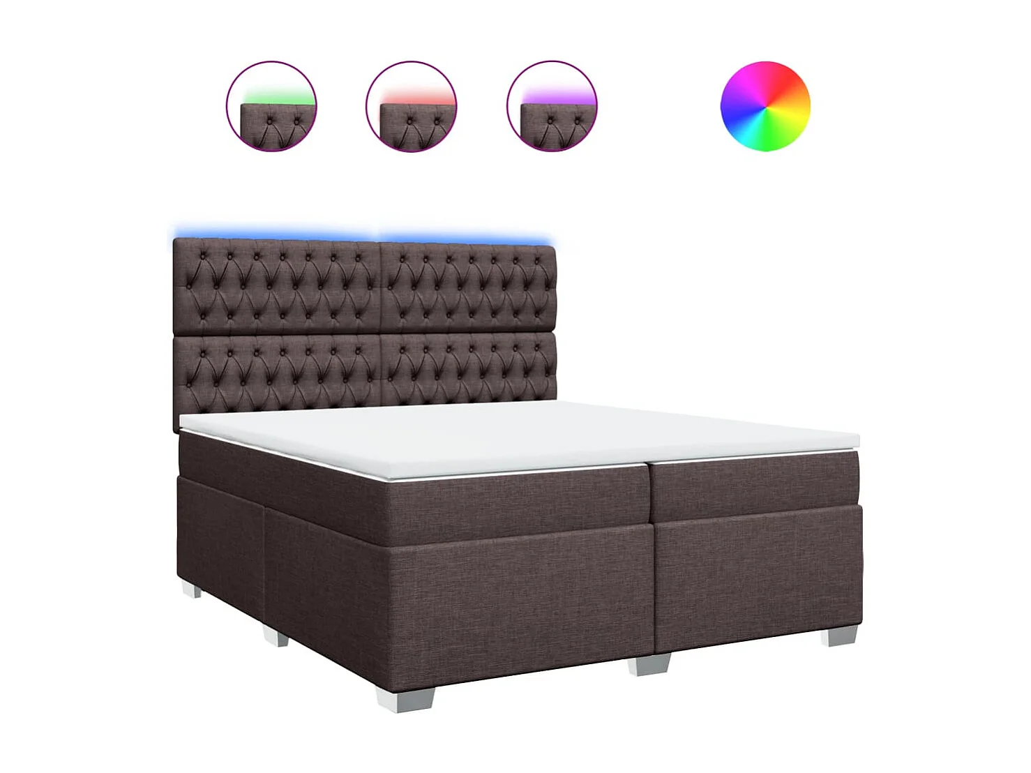 Cama box spring con colchón tela marrón oscuro 200x200 cm ES612771