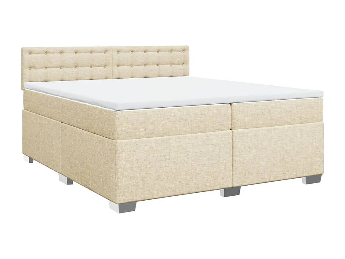 Cama box spring con colchón tela color crema 200x200 cm ES220075