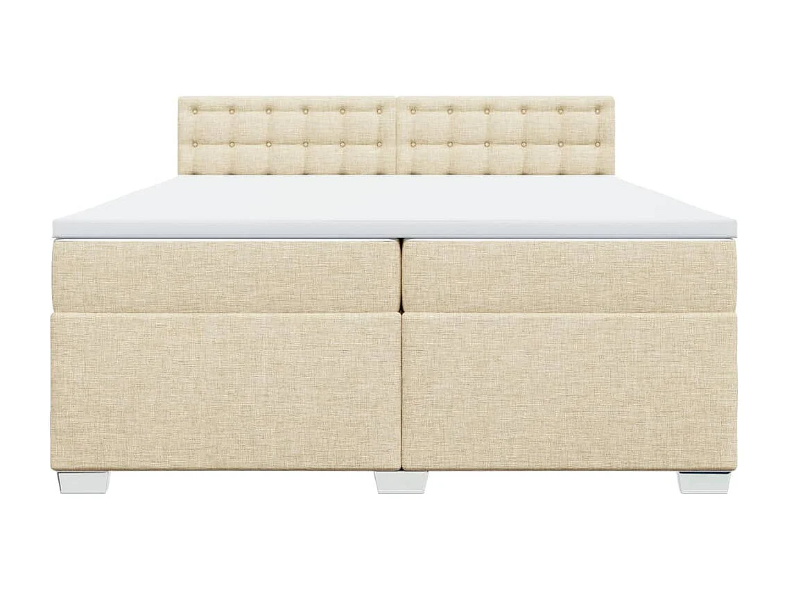Cama box spring con colchón tela color crema 200x200 cm ES220075