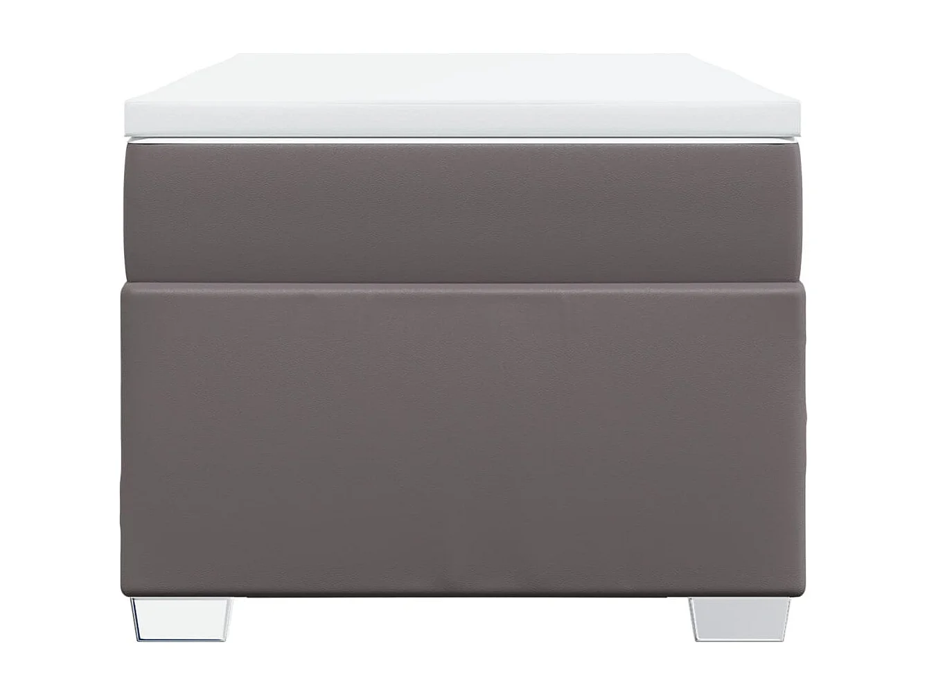 Cama box spring con colchón cuero sintético gris 90x200 cm ES772522