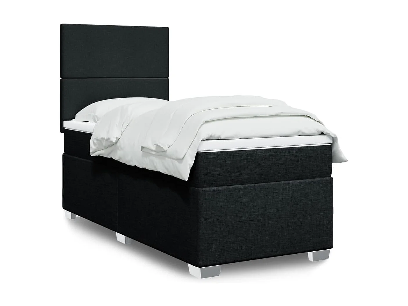 Cama box spring - 80x200 cm com molas/colchão tecido preto PT585875