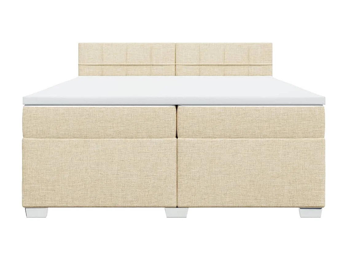 Cama box spring con colchón tela color crema 200x200 cm ES476112