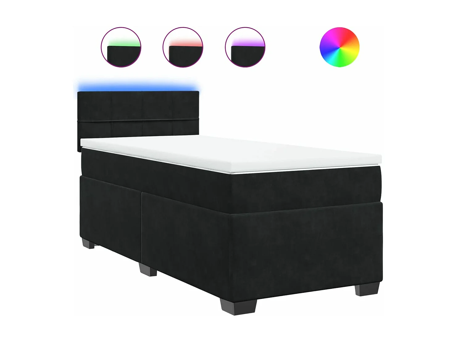 Cama box spring - 80x200 cm com molas/colchão veludo preto PT511520