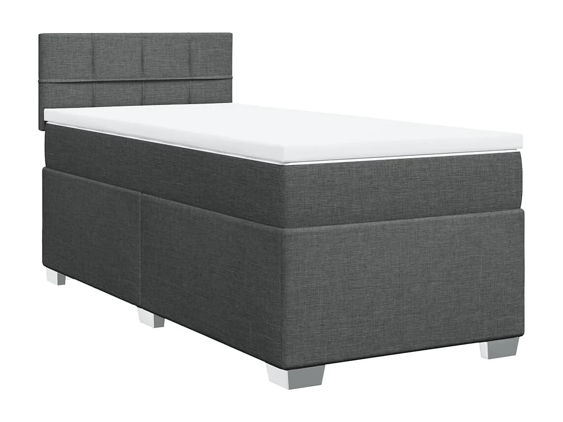 Cama box spring - 80x200 cm com molas/colchão tecido cinzento-escuro PT202956