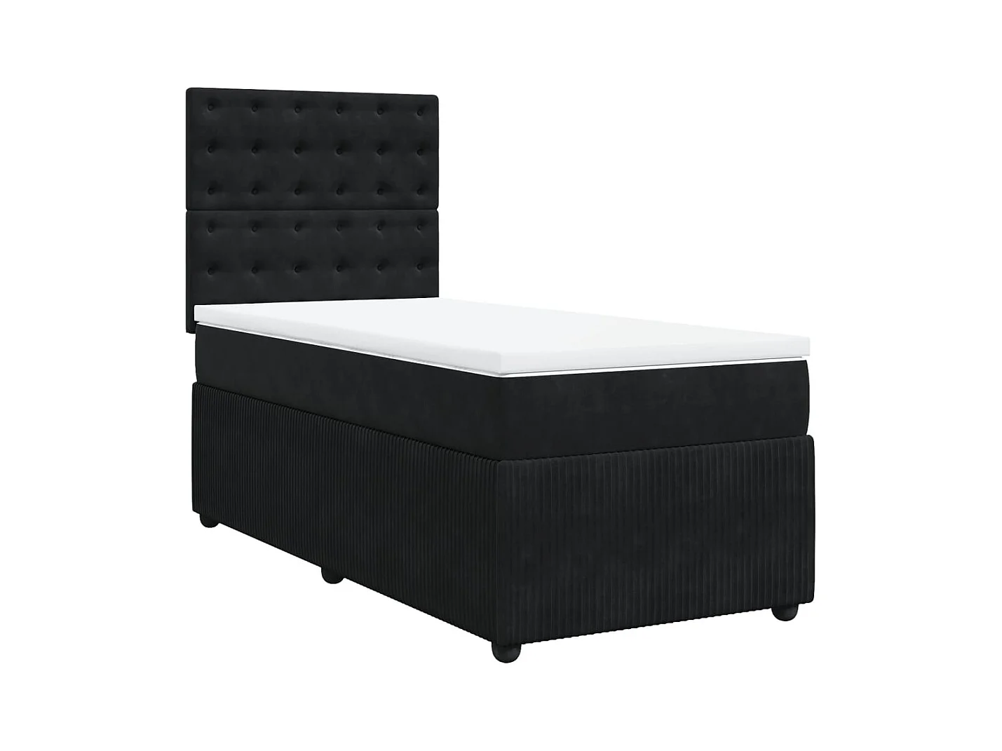 Cama box spring - 80x200 cm com molas/colchão veludo preto PT720049