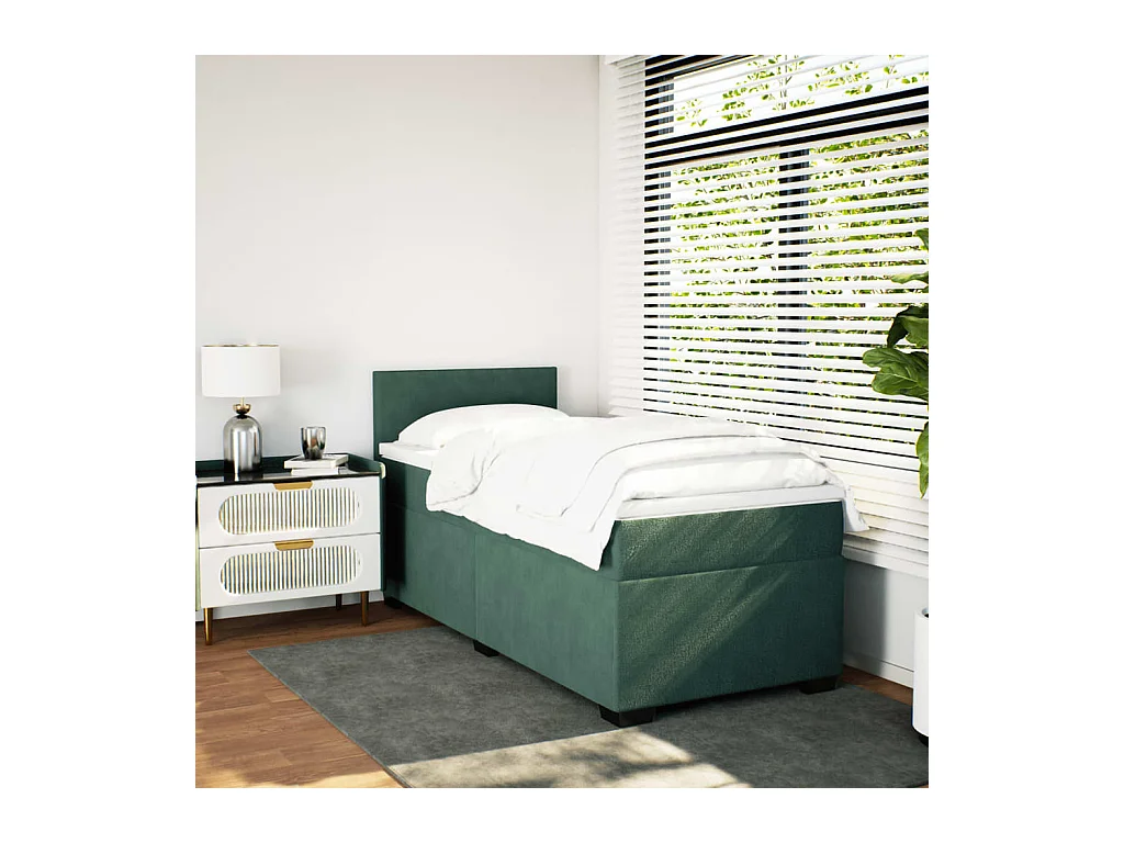 Ensemble complet boxspring + matelas Vert foncé 90x190 cm FR83890