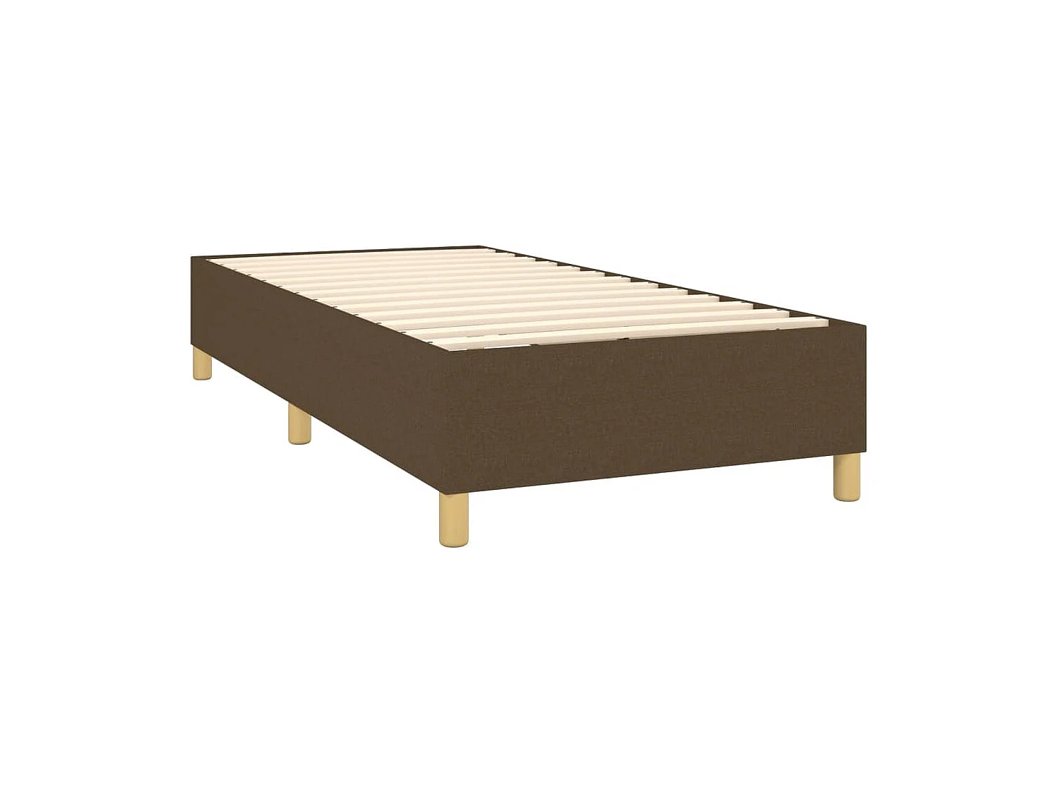 Cama box spring - 100x200 cm c/ colchão/LED tecido castanho-escuro PT780117