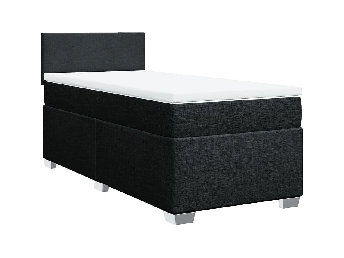 Cama box spring - 80x200 cm com molas/colchão tecido preto PT783263