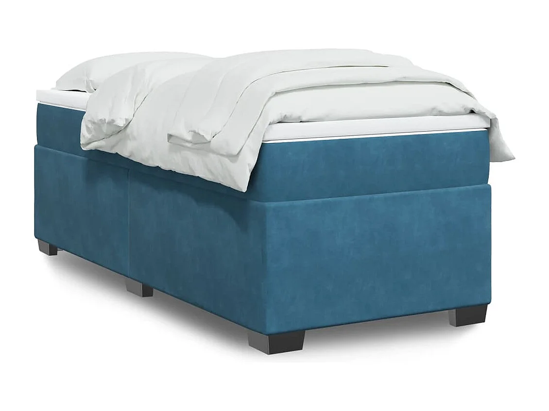 Cama box spring - 90x190 cm com molas/colchão veludo azul-escuro PT674514