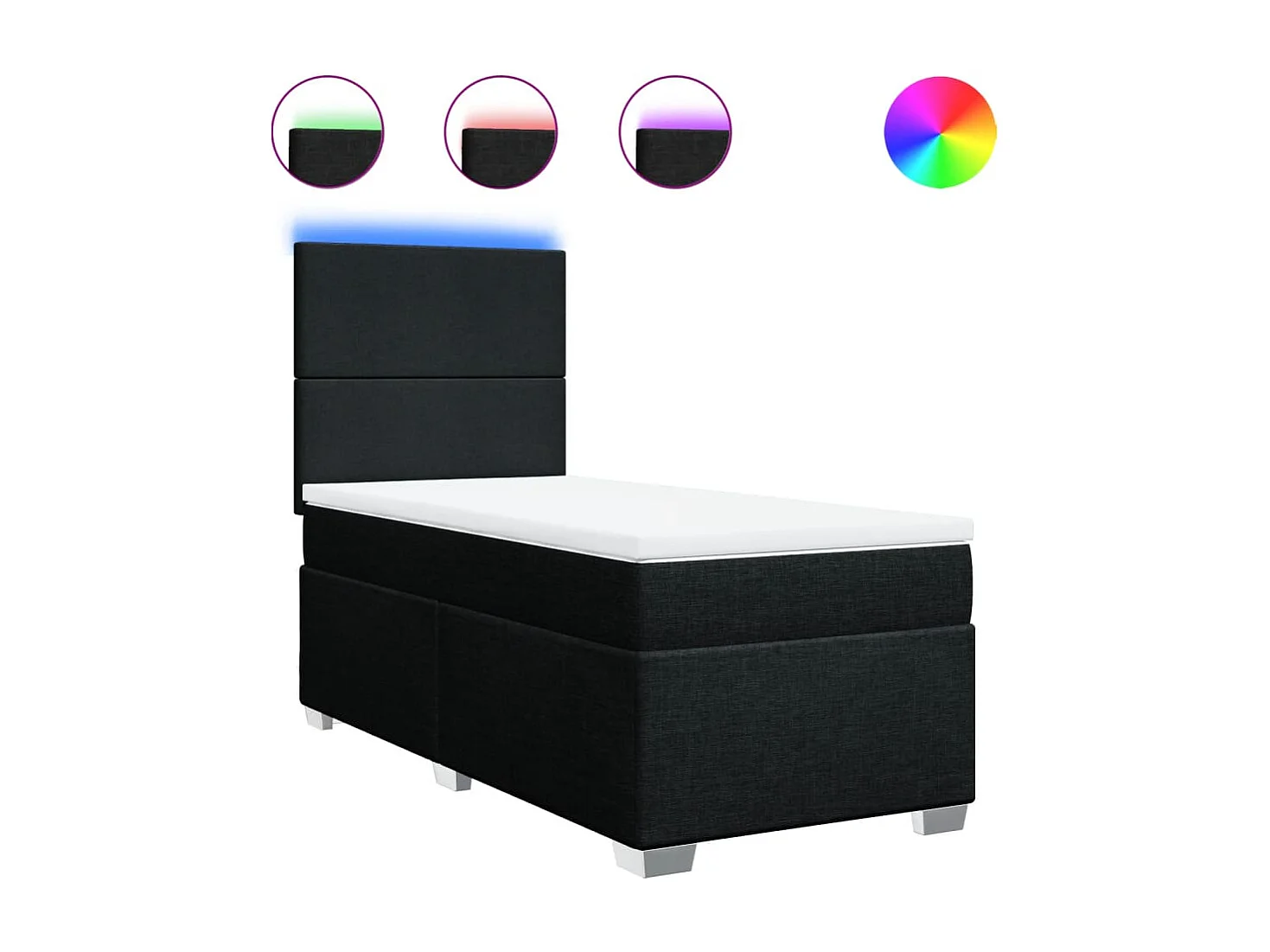 Sommier à lattes de lit et matelas Noir 80x200 cm Tissu FR97153
