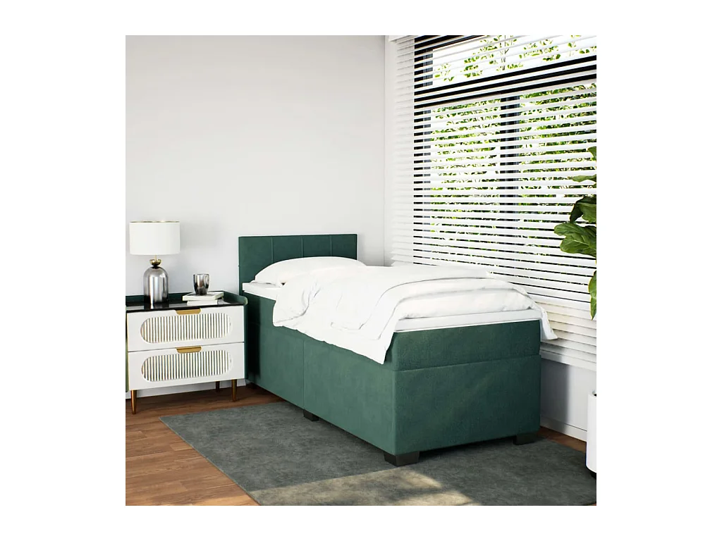 Sommier à lattes de lit et matelas Vert foncé 80x200 cm Velours FR16537